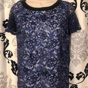 Express blue lace overlay top